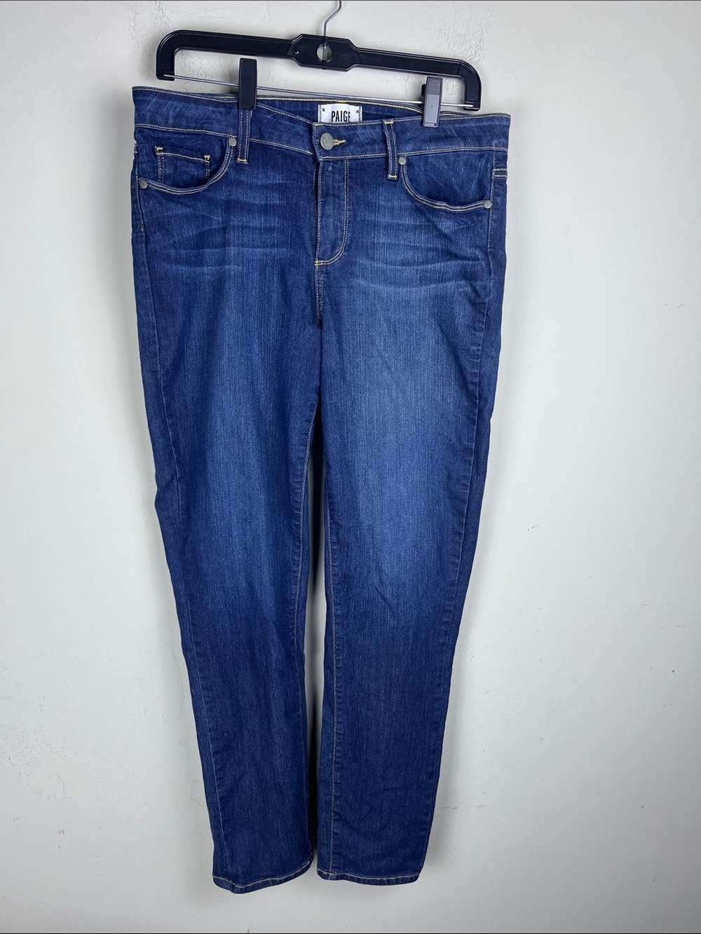 PAIGE Skyline Ankle Peg Jeans Women's 32 Dark Blue Mid Rise Straight Denim